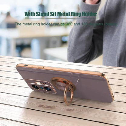 Luxury Plating Silicone Case For Xiaomi Mi 13T 13 11T 12T Mi11T 14 Mi14 Mi11T Mi12T Mi13T Full Protective Cover With Ring Holder
