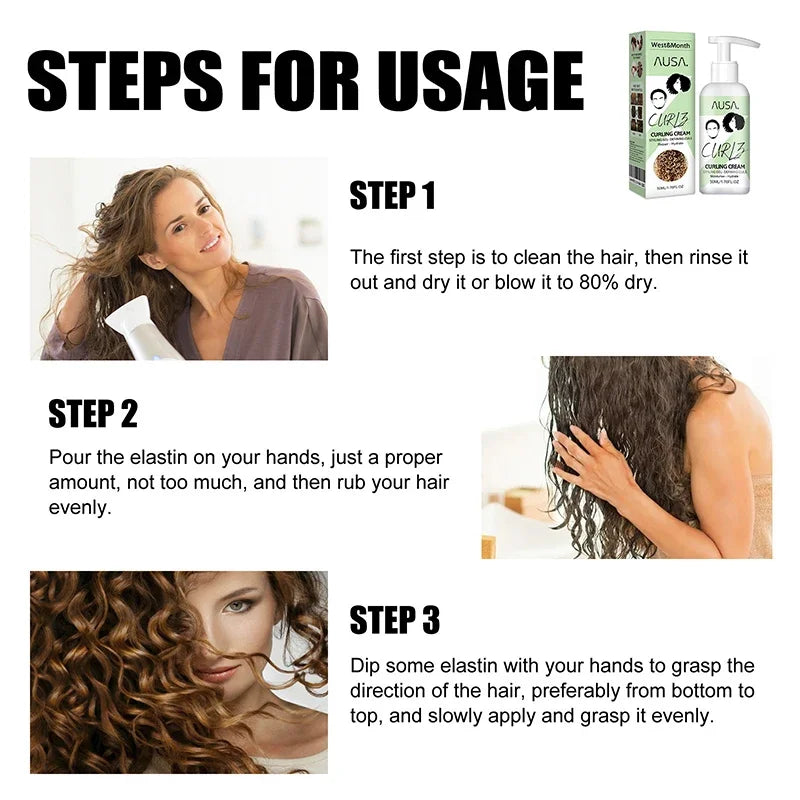 Crema para rizar el cabello de 50 ml, previene la rotura, antifrizz, elasticidad, loción potenciadora, moldeadora, suave, hidratante, cuidado del cabello