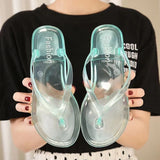 Beach Flip Flops for Women Thong Sandals Summer Jelly Shoes Girls Transparent Slides Solid Fashion PVC Flat Non-Slip Slippers