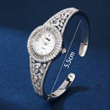 Relógio bracelete feminino de luxo cravejado em zircônia cubica CZ