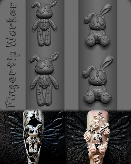 1Pc Chain Ice Flower Fox Spoon Fork Dragon Snake Butterfly 3D Acrylic Mold Nail Art Decorations  DIY Design Silicone Nails Mold