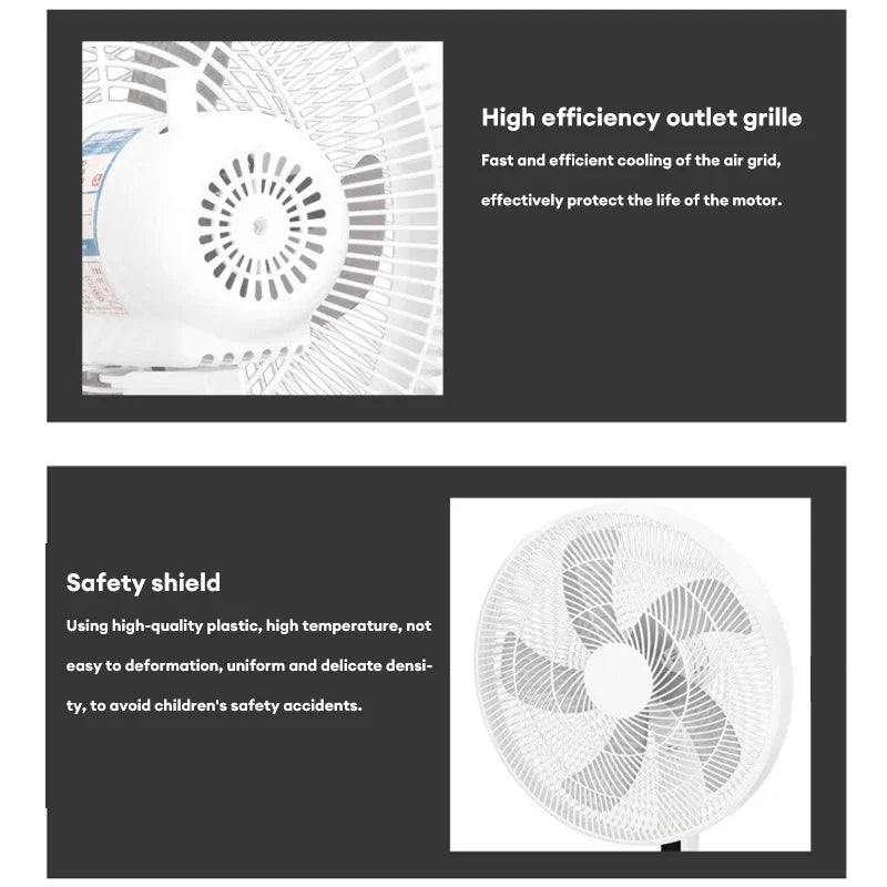 16 Inch Smart Pedestal Standing Fan Shaking Time Outdoor Remote Control Floor Fan for Living Room Bedroom Kitchen Home Office