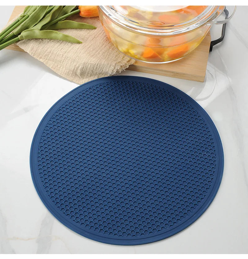 30cm Large Silicone Mat Coaster Heat Resistant Placemat Honeycomb Nonslip Pot Holder Table Mat Round Cup Mat Kitchen Accessories