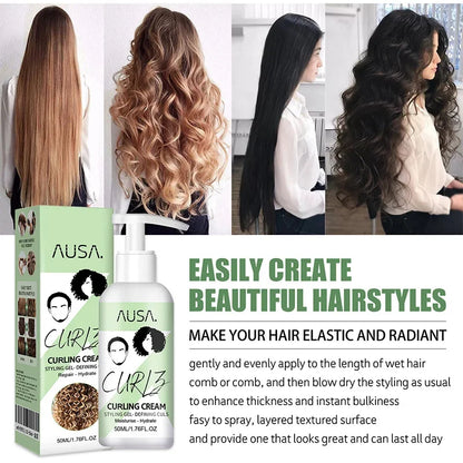 Crema para rizar el cabello de 50 ml, previene la rotura, antifrizz, elasticidad, loción potenciadora, moldeadora, suave, hidratante, cuidado del cabello