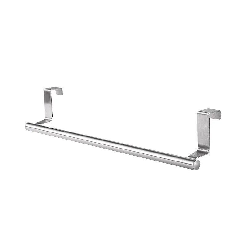 Estante para trapos de cocina y baño de acero inoxidable, colgador de paños de cocina, toallero de un solo poste, soporte colgante para puerta trasera.