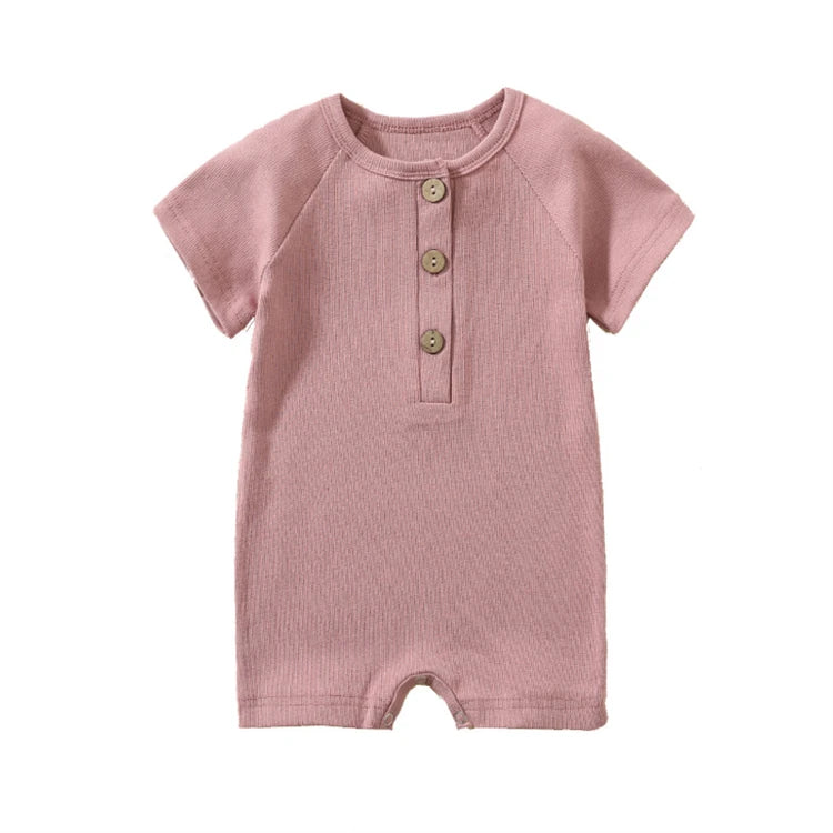 Pelele de verano para bebé, pijama fino de manga corta, mono acanalado, ropa de punto elástica, mono para niña