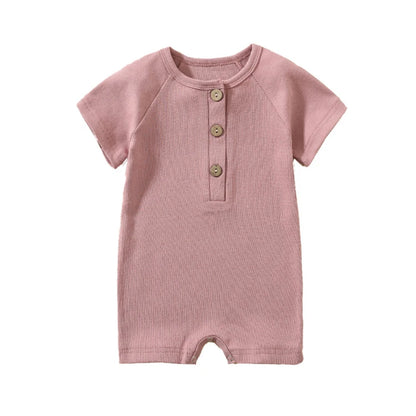 Pelele de verano para bebé, pijama fino de manga corta, mono acanalado, ropa de punto elástica, mono para niña