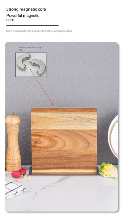 Acacia double-sided magnetic kitchen knife holder multi-functional knife storage rack magnetic knife holder