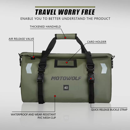 Motorcycle Waterproof Tail Bag Travel Outdoor Dry Luggage Roll Pack Bag 20 /40/66 Motorbike Luggage Backpack Motorcycle Seat Bag