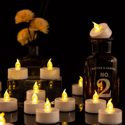 Velas LED 48/24/12 Pacote Velas a pilhas Baterias Luzes Velas para criar ambiente quente naturalmente cintilação brilhante