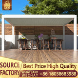 Sistema de toldo de techo de pérgola de vidrio retráctil de aluminio con apertura motorizada y cubierta eléctrica ajustable para terraza. Techo de pérgola para exteriores.