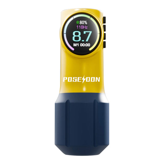 Kit de pistola de tatuaje POSEIDON-Yellow para máquina de maquillaje permanente, pluma, fuente de alimentación, nuevo y de alta calidad. 