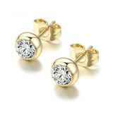 Classic Modern Cubic Zirconia Stud Earrings For Women Simple Rose Gold Color Women's Earing Accessories Fashion Jewelry E270