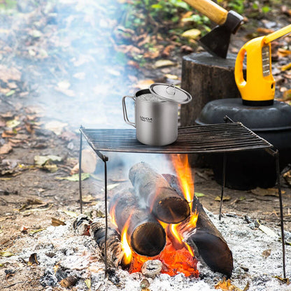 Taza de agua ultraligera de titanio Lixada con asa plegable, portátil para exteriores, camping, picnic, 300 ml/350 ml/550 ml/650 ml