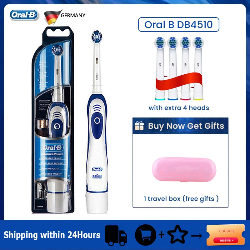 Oral B Sonic Electric Toothbrush Battery Powered 2D Rotating Tooth Brush Oral Hygiene Dental Teeth with Replaceable Heads