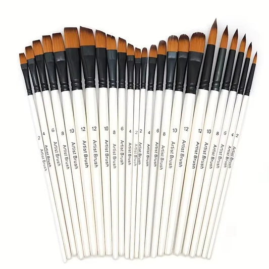 6pcs/set Artist Paint Brushes Two-tone Nylon Tips Artist Paint Brush For Acrylic Oil Watercolor Acrylic Paint Body Face Rock Art