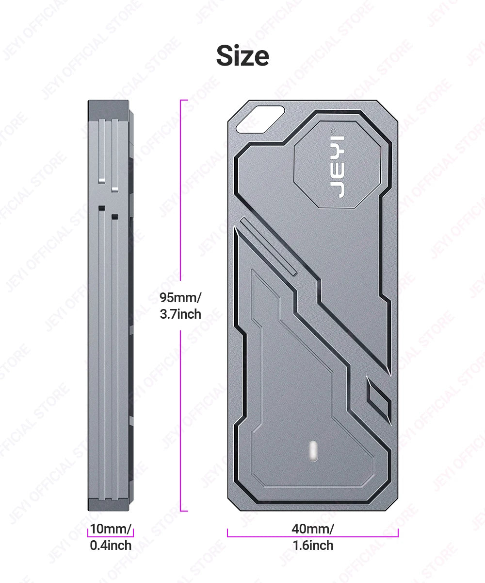 Carcasa para SSD JEYI M.2 2280 NVMe con chip RTL9210, compatible con USB 3.2, 10 Gbps UASP, carcasa para disco duro externo con carcasa de aluminio mecánico