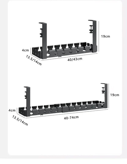 Under Table Storage Rack No Punching Metal Cable Management Tray Home Office Desk Wire Organizer Retractable Power Strip Storage