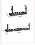 Under Table Storage Rack No-Drill Metal Cable Management Tray Home Office Desk Wire Organizer Retractable Power Strip Storage