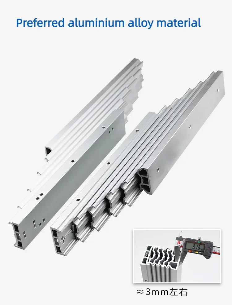 Folding Dining Table Slides Cabinets Aluminum Slide Rails Kitchen Telescopic Flat Push Hidden Table Hardware Accessories