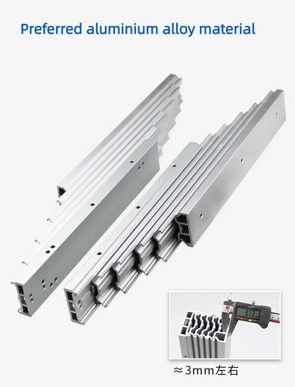 Correderas plegables para mesa de comedor, gabinetes, rieles deslizantes de aluminio, cocina, telescópicos, planos, de empuje, accesorios ocultos para mesa
