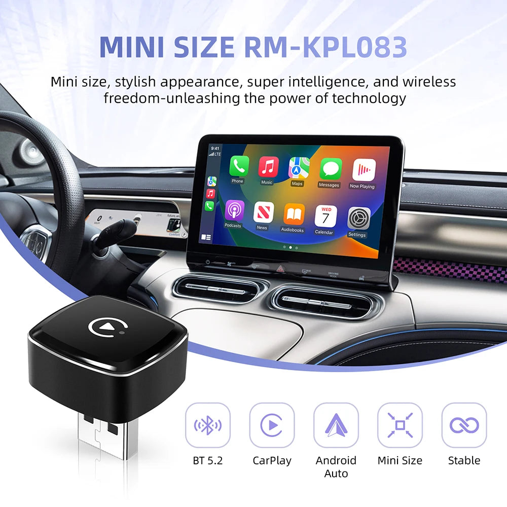 2025 New Adapter 2in1 Mini CarPlay Box Wired To Wireless CarPlay Android Auto Smart Box Bluetooth Connect Plug&Play For 98% Cars
