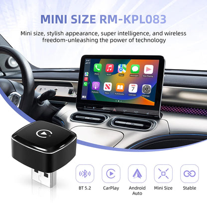 2025 New Adapter 2in1 Mini CarPlay Box Wired To Wireless CarPlay Android Auto Smart Box Bluetooth Connect Plug&Play For 98% Cars