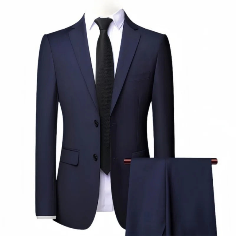 Traje de novio para boda 2025, corte entallado, 2 piezas (chaqueta y pantalón), transpirable (corbata incluida), ideal para padrinos de boda, fiestas y bailes de graduación.