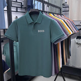 Cotton100% Men's Summer High Quality Short Sleeves Polo Shirt Lapel Button Letter Printing T-Shirt Business Leisure Men Clothing