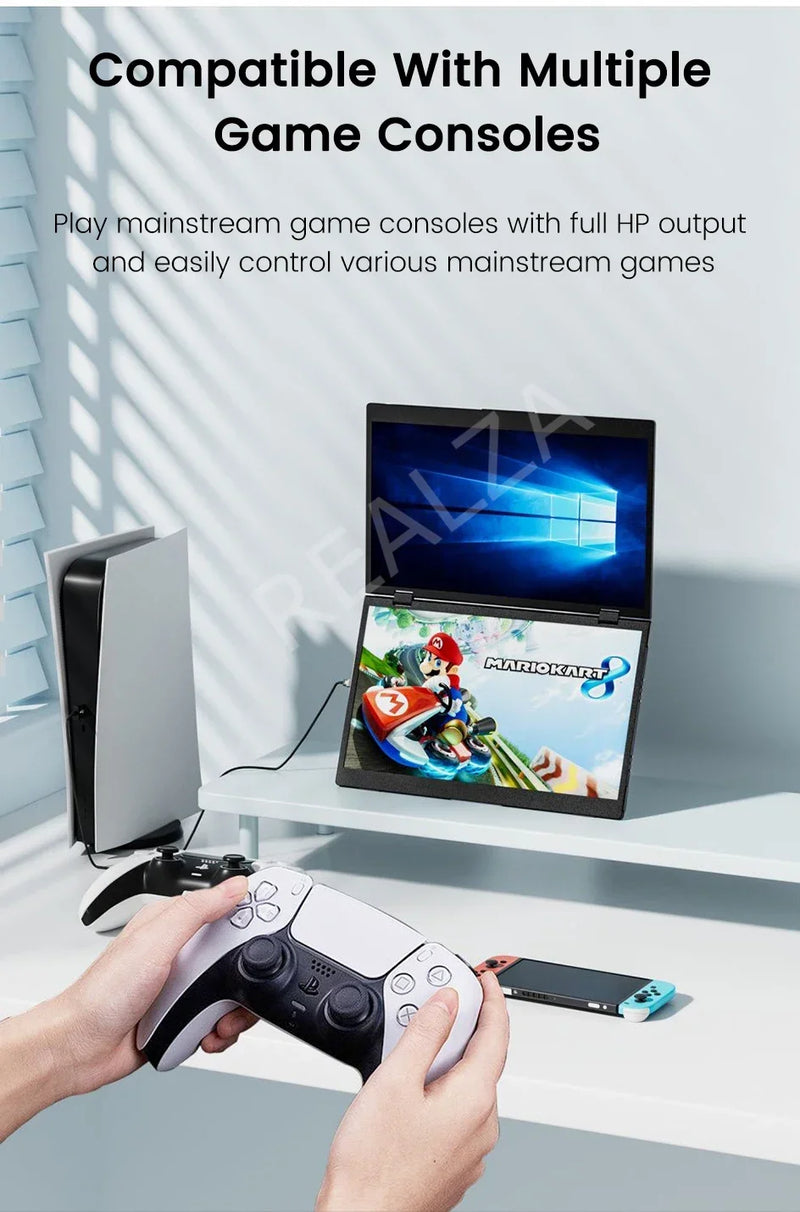 2025 15.6 Dual Screen 1920*1080P 60Hz Touch/Non-Touch Portable Monitor IPS Low Blue Light Eye Protection 360° Folding Drive-free