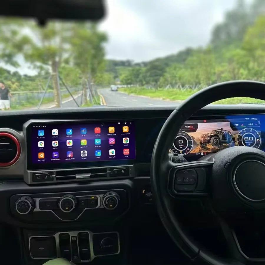 For Jeep Wrangler 2018-2022 Carplay LCD Instrument Panel Dual Screen Android Multimedia Video Player GPS Navigation Android Auto