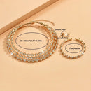 4-piece women's jewelry set with rhinestones, multi-layer collars, earrings, bracelets, wedding party accessories