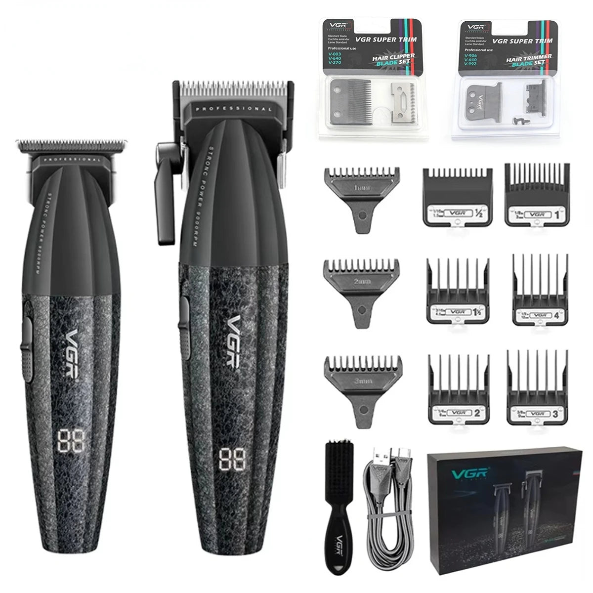 VGR Hair Clippers Professional 9000RPM Hair Cutting Machine Rechargeable Beard Trimmer Charging Base Hair Clippers men V-640 S3