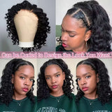 Glueless Kinky Straight Short Bob Virgin Human Hair Wig 13x4 Frontal HD Transparent Lace Peruvian Remy Soft Yaki Wear And Go Wig