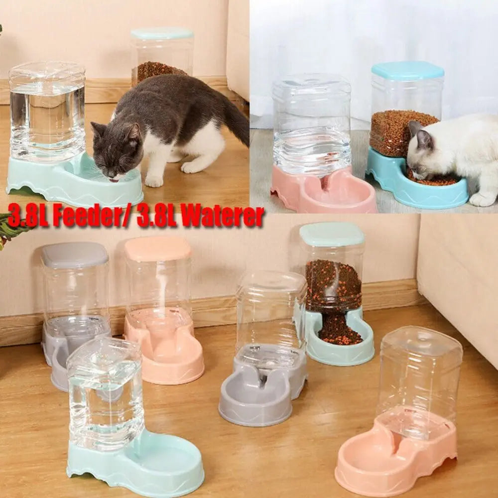 Alimentador automático para mascotas de 3,8 l, de material PP, para gatos y perros, dispensador de comida grande.