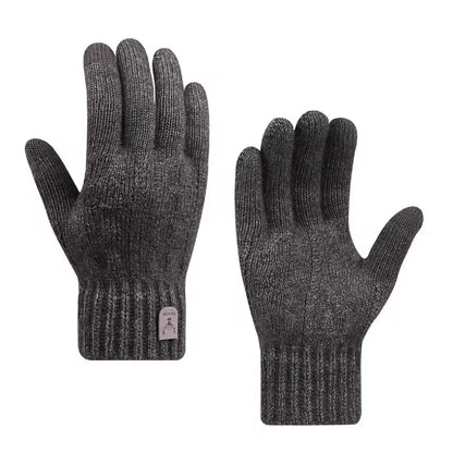 New Men's Warm Gloves Winter Touch Screen Plus Fleece Gloves Cold Warm Wool Knitted Gloves