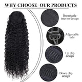 Extensões de rabo de cavalo cacheado longo 80cm aplique sintético com cordão e clip water wave