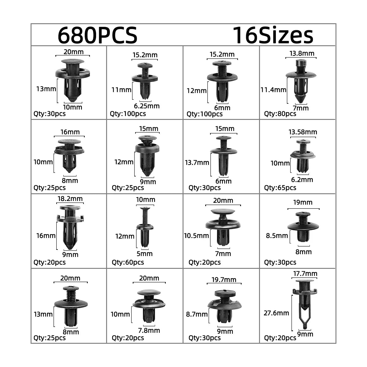 Auto Plastic Bumper Fastener Rivet Retainer Push Type Engine Cover Fastener Fender Car Door Trim Panel Clip