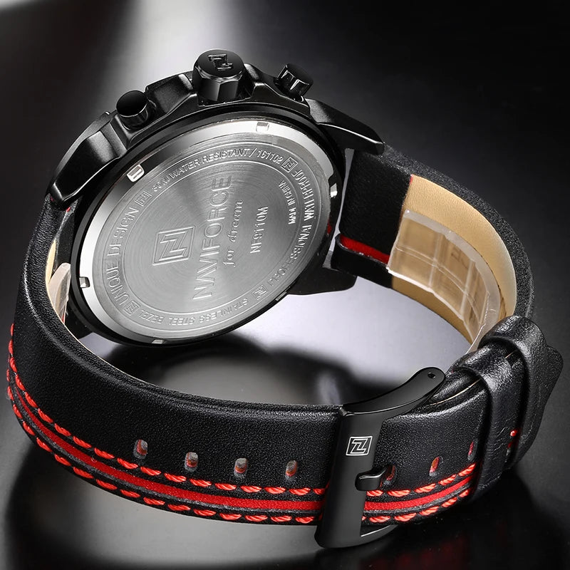 NAVIFORCE Men's Watch Top Brand Luxury Waterproof 24-Hour Date Quartz Watch Men Leather Sport Wristwatch Men Waterproof Clock
