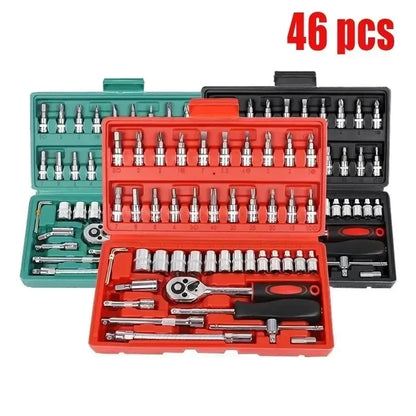 Professional Auto Repair Tool Kit 46/53pc Quick Ratchet Wrench Multi-Function Set for Home Industrial Use Chrome Vanadium Steel