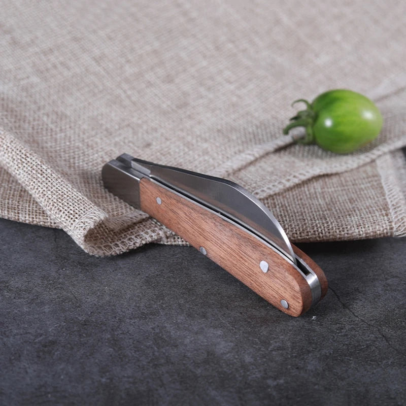 Folding Grafting Knife Grafting Tools Bonsai Pruning Knife Professional Garden Seedling Fruit Tree Cutter with Wooden Handle
