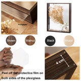 4cm Deep Transparent Shadow Box Frames Bouquet Display Flower Case Deep for Crafts 3D Picture Memorabilia Memory Wooden Tabletop