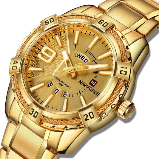 Reloj de pulsera de lujo NAVIFORCE para hombre, reloj clásico de cuarzo de moda original para hombre, reloj de pulsera de acero resistente al agua para negocios.