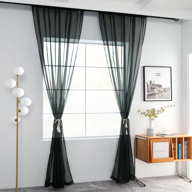 Sheer Curtains for Bedroom Windows Casual Solid White Yarn Tulle Curtain for Nursery/Living Room Kitchen Window Treatments