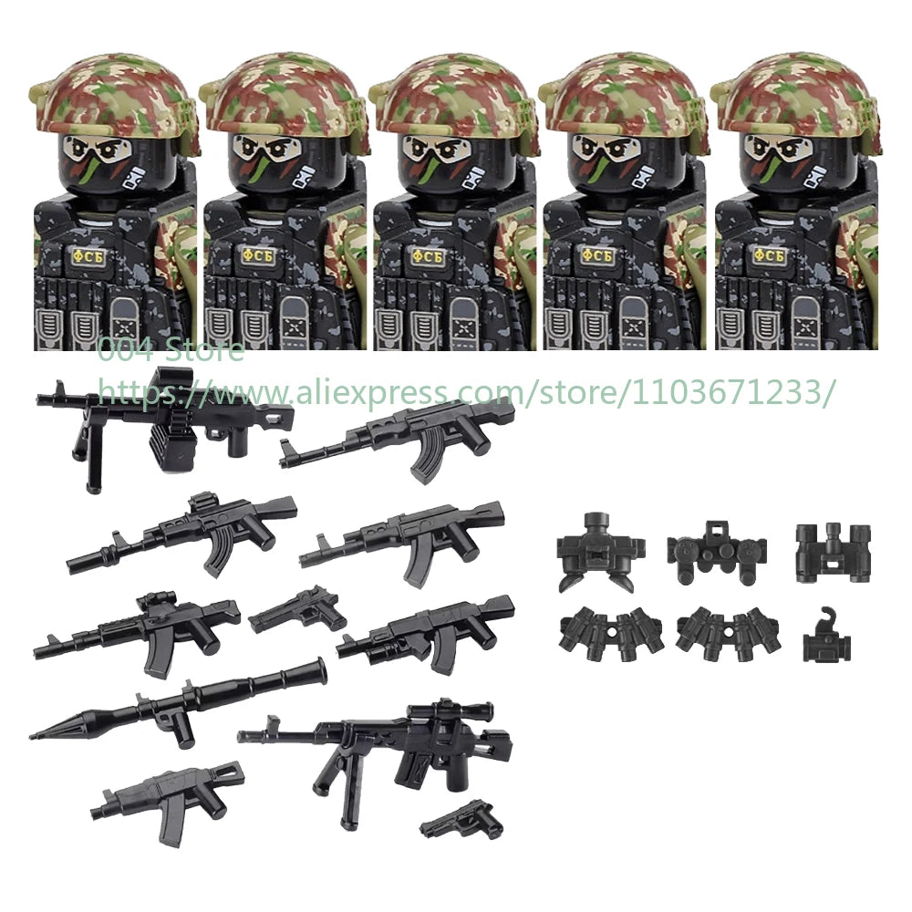 Military Special Forces Action Figure Building Blocks Ghillie Suit Weapons Sniper SWAT Ghost KSK Police Bandit Boy Toy Gift F029