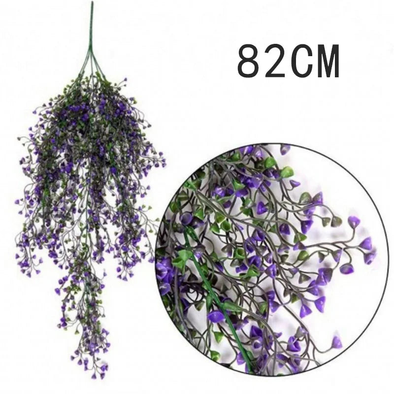 Artificial Plant Vines Wall Hanging Rattan Leaves Branches Outdoor Garden Home Decoration Plastic Fake Silk Leaf Green Plant Ivy