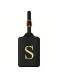 PU Leather Luggage Tag for Travel - Durable Suitcase ID Tag with Privacy Cover & Name Card Slot (A-Z) liu