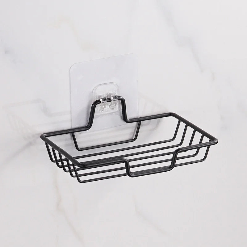 Jabonera de acero inoxidable para baño, soporte de pared sin perforaciones, bandeja para esponja de cocina, organizador, jabonera adhesiva para ducha