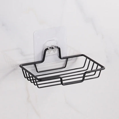 Jabonera de acero inoxidable para baño, soporte de pared sin perforaciones, bandeja para esponja de cocina, organizador, jabonera adhesiva para ducha