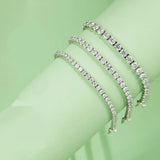 Real 3MM D VVS Moissanite Tennis Bracelet Passes Diamond Sparkling Test Solid S925 Jewelry Wedding Women Gift